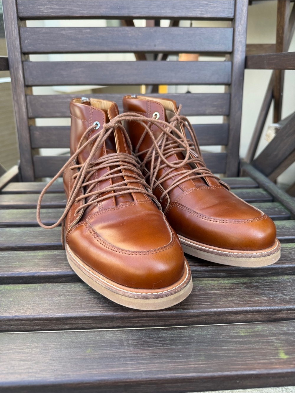 WANT Les Essentiels Men's Chestnut Brown Leather Lace-Up Boots